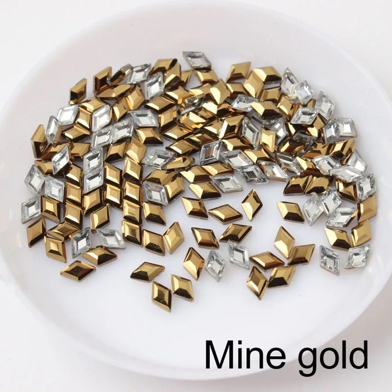 Taş Eşkenar Dörtgen Mine Gold 3*5mm 2 Adet