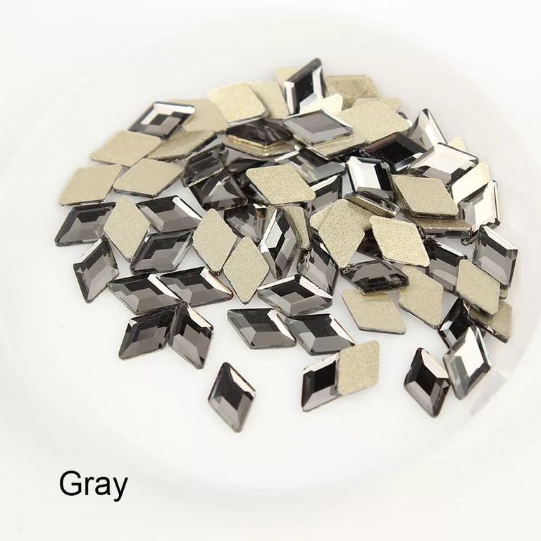 Taş Eşkenar Dörtgen Grey 5*8mm 2 Adet