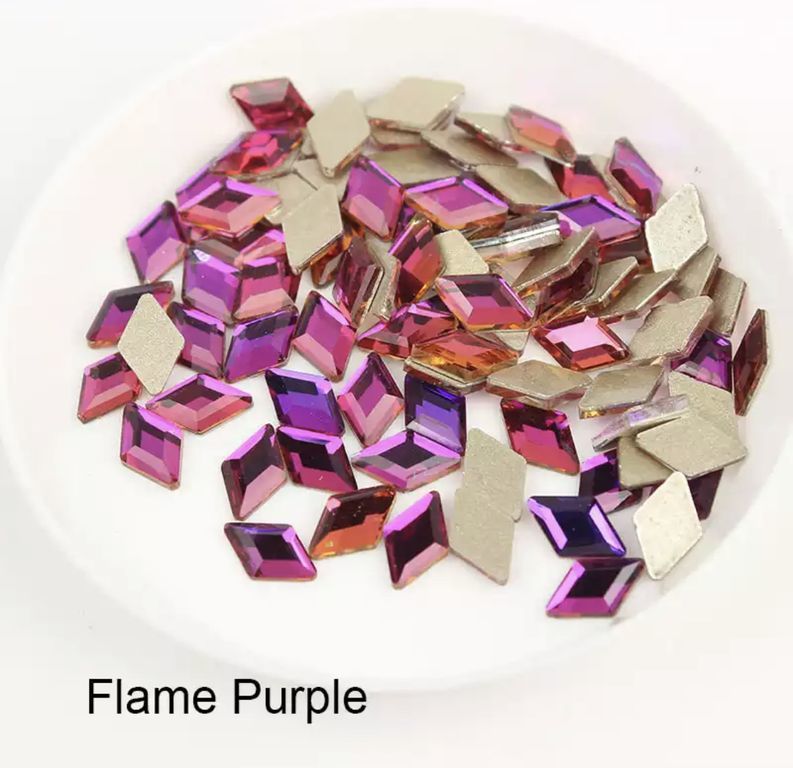 Taş Eşkenar Dörtgen Flame Purple 5*8mm 2 Adet