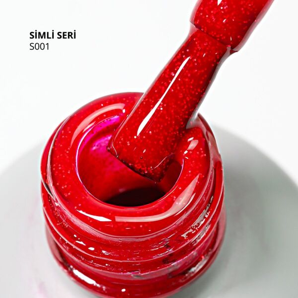 Momo Professional Simli Seri Kalıcı Oje S001 Simli Koyu Kırmızı (14ml)