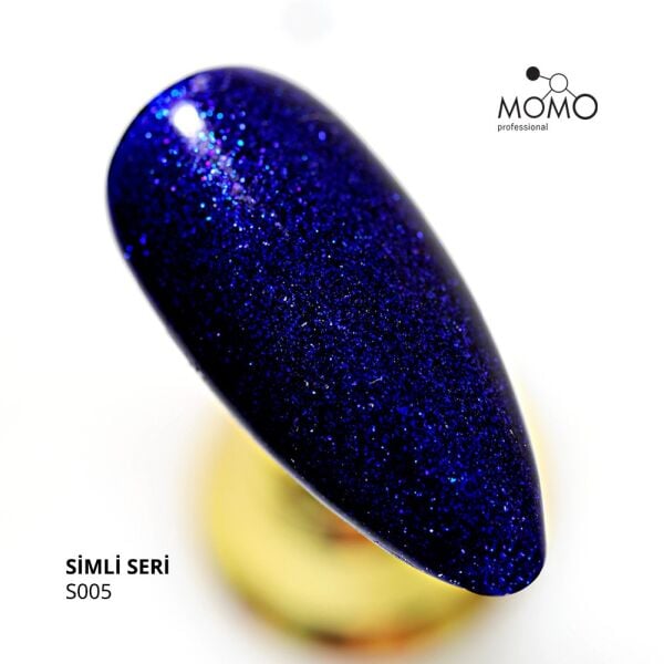 Momo Professional Simli Seri Kalıcı Oje S005 Simli Safir Mavi (14ml)