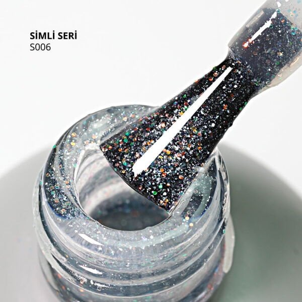 Momo Professional Simli Seri Kalıcı Oje S006 Renkli Simli Şeffaf (14ml)