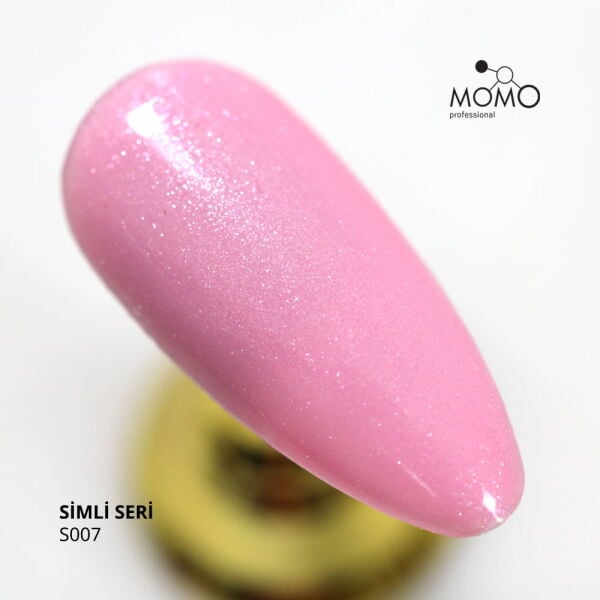 Momo Professional Simli Seri Kalıcı Oje S007 Simli Açık Pembe (14ml)