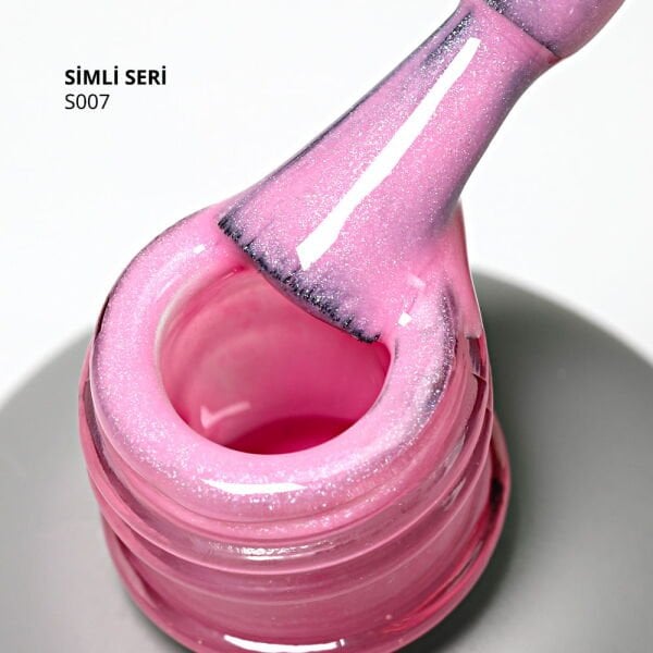 Momo Professional Simli Seri Kalıcı Oje S007 Simli Açık Pembe (14ml)