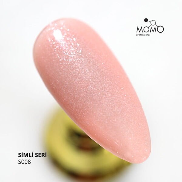 Momo Professional Simli Seri Kalıcı Oje S008 Simli Açık Yavruağzı (14ml)