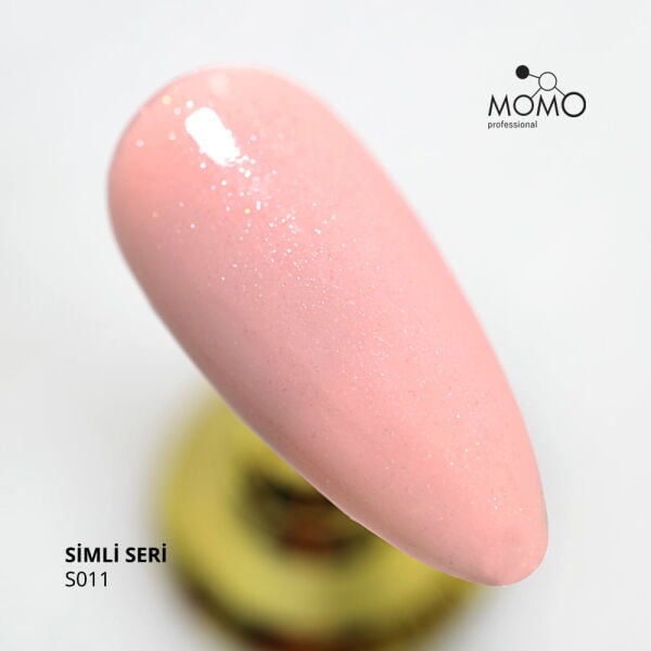 Momo Professional Simli Seri Kalıcı Oje S011 Hafif Simli Açık Pudra (14ml)