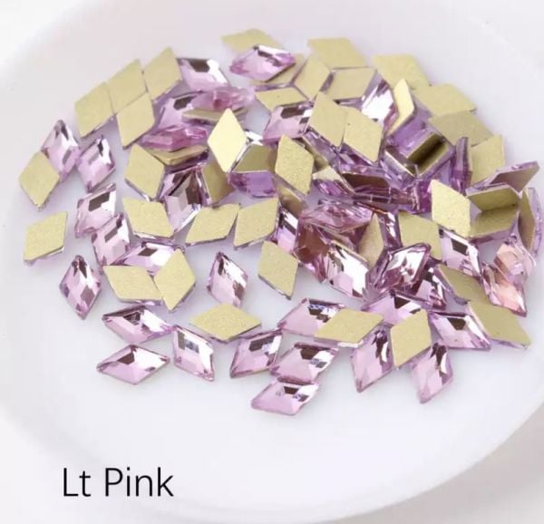 Taş Eşkenar Dörtgen Lt.Pink 4*6.5mm 2 Adet