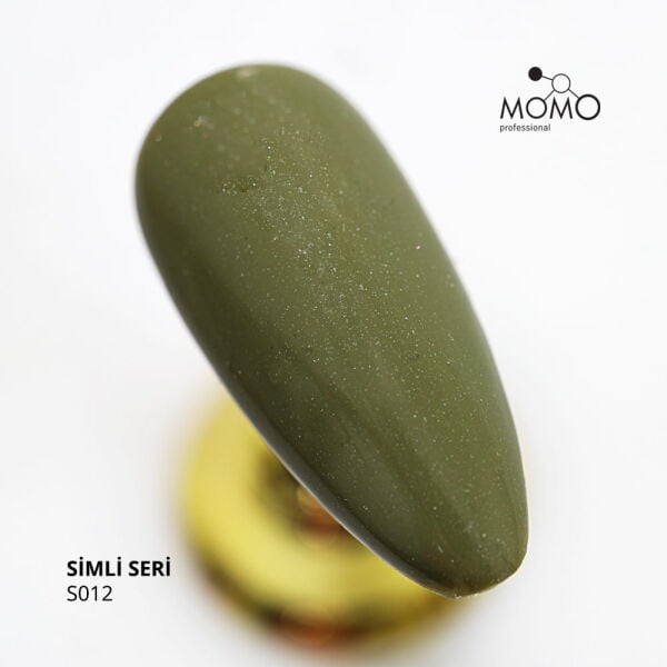 Momo Professional Simli Seri Kalıcı Oje S012 Simli Haki Yeşil (14ml)
