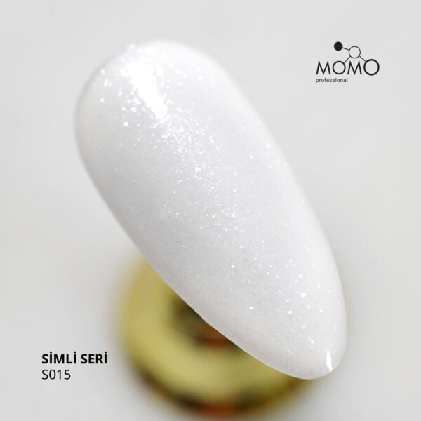 Momo Professional Simli Seri Kalıcı Oje S015 Simli Beyaz (14ml)