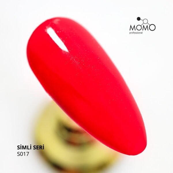 Momo Professional Simli Seri Kalıcı Oje S017 Hafif Simli Kırmızı (14ml)