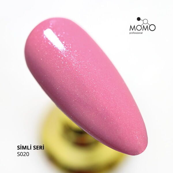Momo Professional Simli Seri Kalıcı Oje S020 Hafif Işıltılı Şeker Pembesi (14ml)