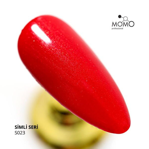 Momo Professional Simli Seri Kalıcı Oje S023 Işıltılı Klasik Kırmızı (14ml)
