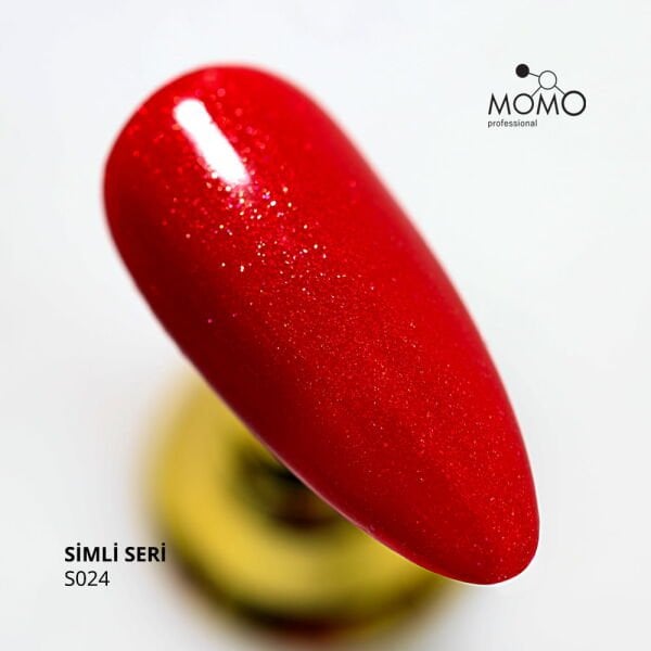 Momo Professional Simli Seri Kalıcı Oje S024 Simli Bayrak Kırmızısı (14ml)