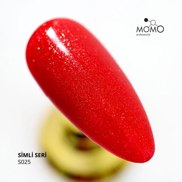 Momo Professional Simli Seri Kalıcı Oje S025 Simli Canlı Kırmızı (14ml)