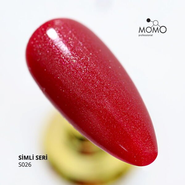 Momo Professional Simli Seri Kalıcı Oje S026 Işıltılı Bordo Kırmızı (14ml)