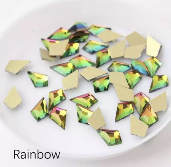 Taş Eşkenar Dörtgen Eğimli Rainbow 5.5*8.5mm 2 Adet