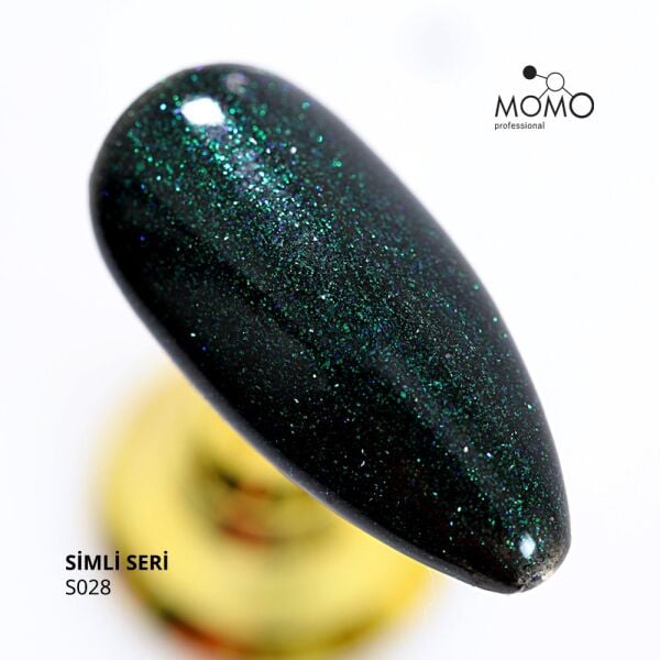 Momo Professional Simli Seri Kalıcı Oje S028 Parıltılı Zümrüt Yeşili (14ml)