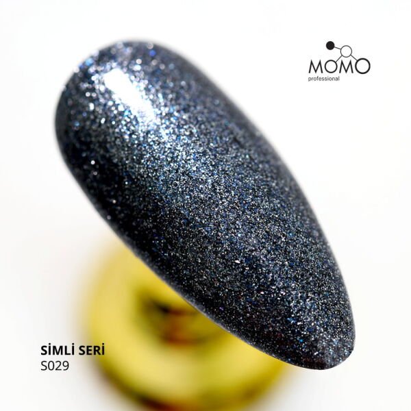Momo Professional Simli Seri Kalıcı Oje S029 Parıltılı Küllü Gri (14ml)