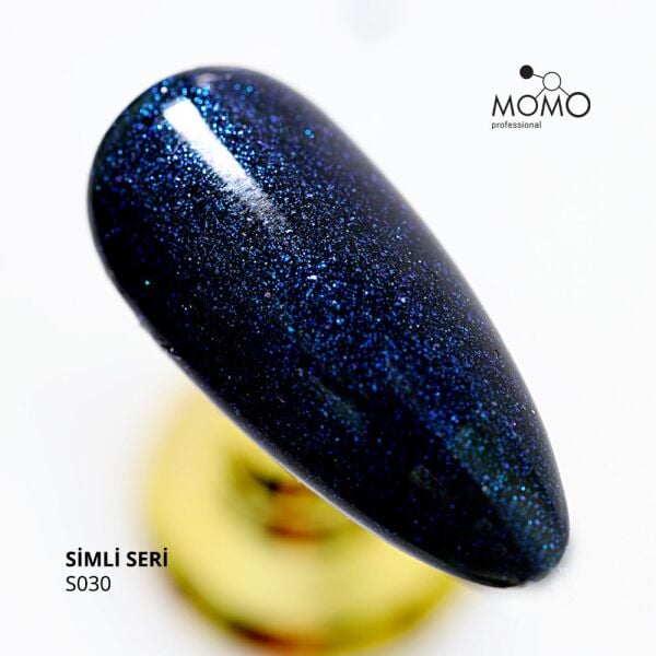 Momo Professional Simli Seri Kalıcı Oje S030 Yaldızlı Gece Mavisi (14ml)