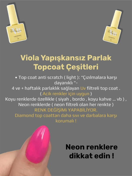 Viola Beauty Anti-Scratch light -Açık Renkler İçin Darbelere Karşı Dayanıklı Top Coat (UV Filtreli) 30 ml