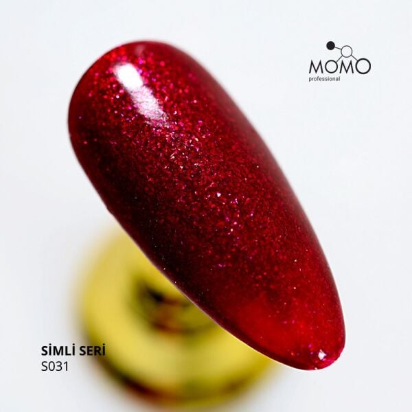 Momo Professional Simli Seri Kalıcı Oje S031 Parıltılı Vişne (14ml)