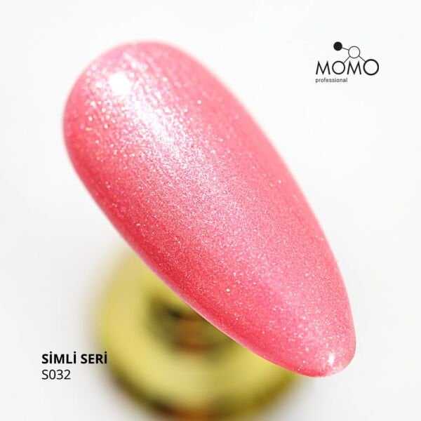 Momo Professional Simli Seri Kalıcı Oje S032 Simli Karanfil Pembesi (14ml)