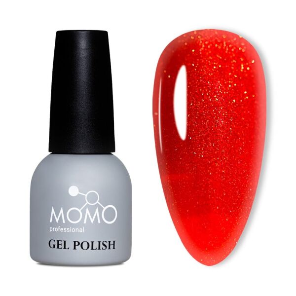 Momo Professional Simli Seri Kalıcı Oje S033 Altın Simli Alev Kırmızı (14ml)