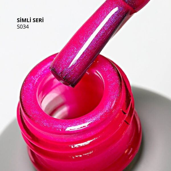 Momo Professional Simli Seri Kalıcı Oje S034 Mor Sedefli Fuşya (14ml)