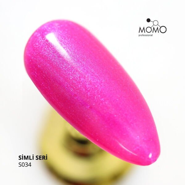 Momo Professional Simli Seri Kalıcı Oje S034 Mor Sedefli Fuşya (14ml)