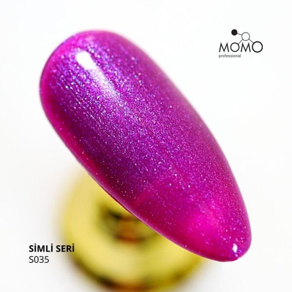 Momo Professional Simli Seri Kalıcı Oje S035 Mavi Sedefli Mor (14ml)