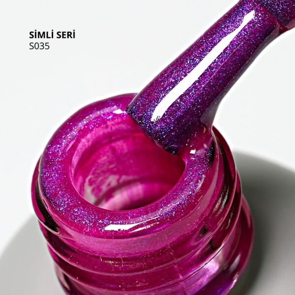 Momo Professional Simli Seri Kalıcı Oje S035 Mavi Sedefli Mor (14ml)