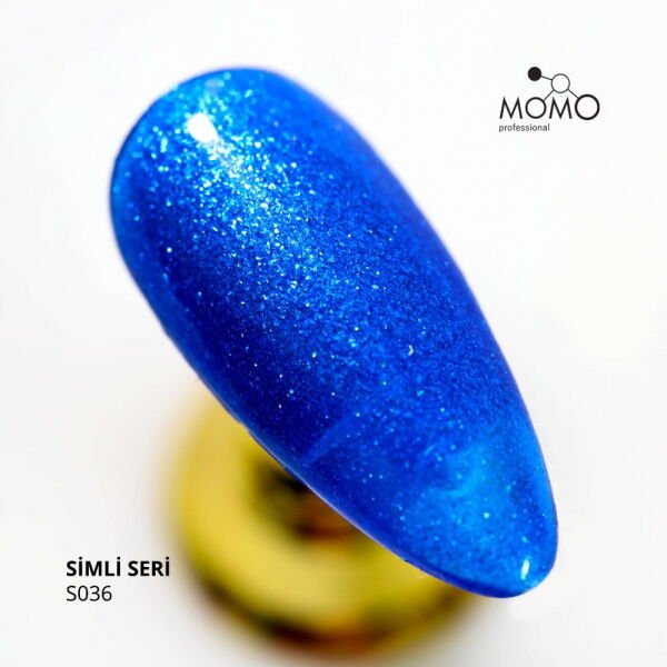 Momo Professional Simli Seri Kalıcı Oje S036 Simli Saks Mavi (14ml)