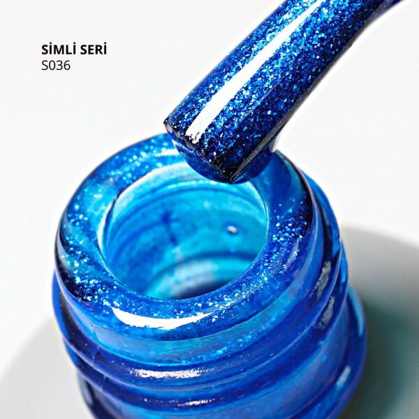 Momo Professional Simli Seri Kalıcı Oje S036 Simli Saks Mavi (14ml)