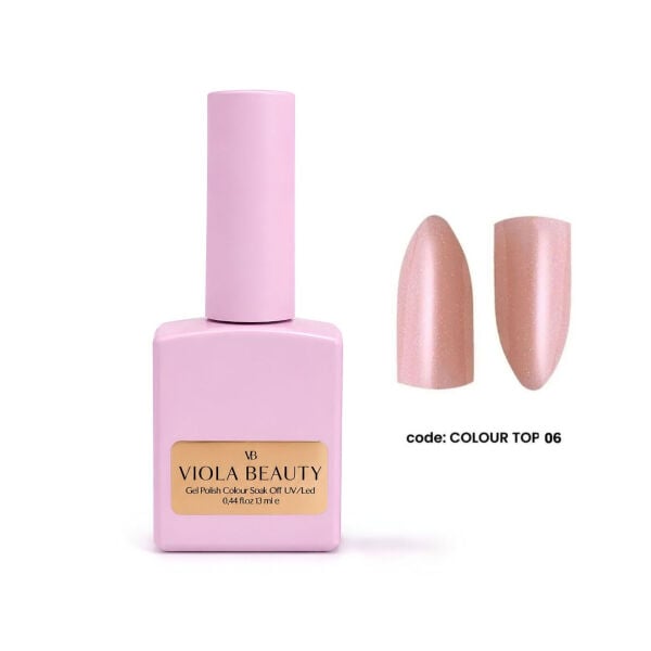 Viola Beauty Color Top Coat #0006 - (Pembe Renkli Simli Top Coat ) 13 ml