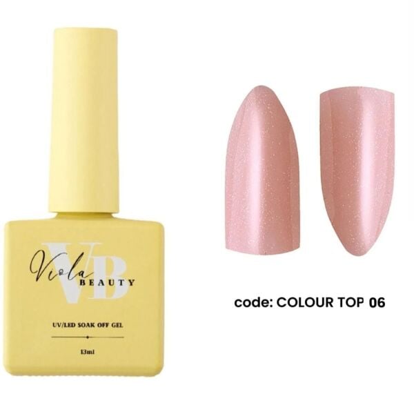 Viola Beauty Color Top Coat #0006 - (Pembe Renkli Simli Top Coat ) 13 ml