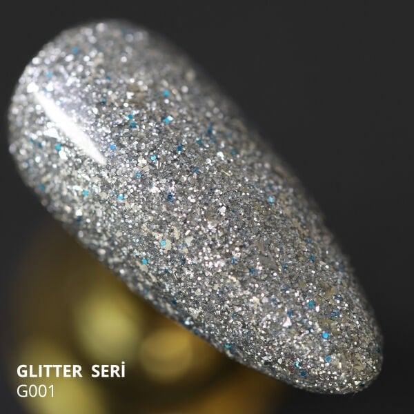Momo Professional Glitter Seri Kalıcı Oje G001 Yoğun Gümüş Simli (14ml)