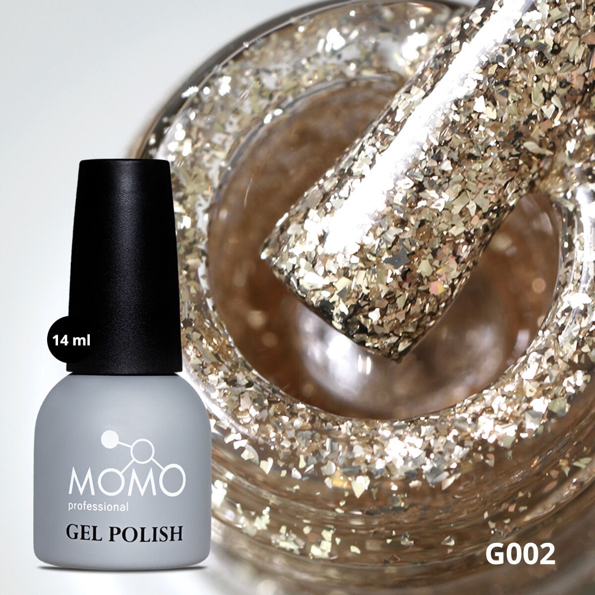Momo Professional Glitter Seri Kalıcı Oje G002 Yoğun Altın Parıltılı (14ml)