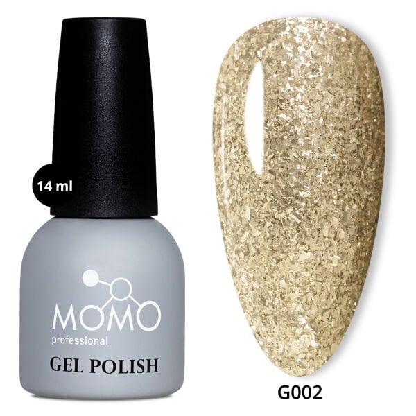 Momo Professional Glitter Seri Kalıcı Oje G002 Yoğun Altın Parıltılı (14ml)