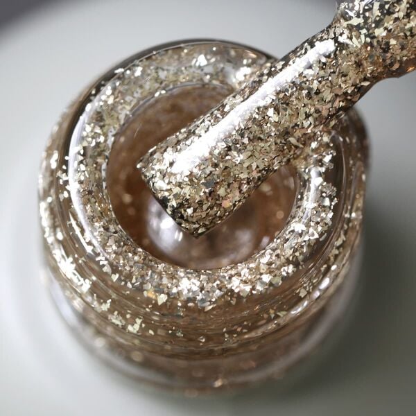 Momo Professional Glitter Seri Kalıcı Oje G002 Yoğun Altın Parıltılı (14ml)