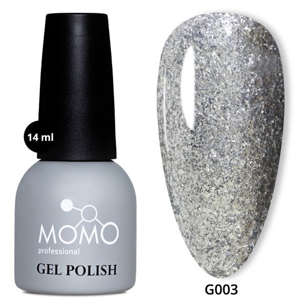 Momo Professional Glitter Seri Kalıcı Oje G003 Yoğun Gümüş Parıltılı (14ml)