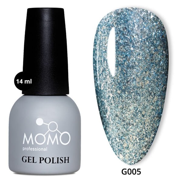 Momo Professional Glitter Seri Kalıcı Oje G005 Yoğun Gümüş Parıltılı Turkuaz (14ml)