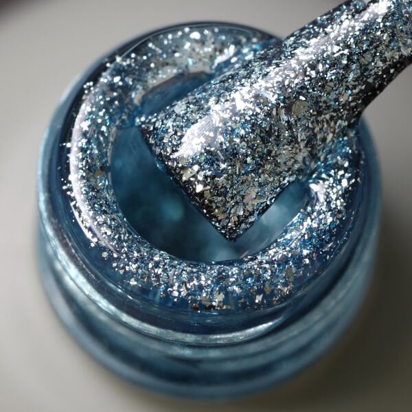 Momo Professional Glitter Seri Kalıcı Oje G005 Yoğun Gümüş Parıltılı Turkuaz (14ml)