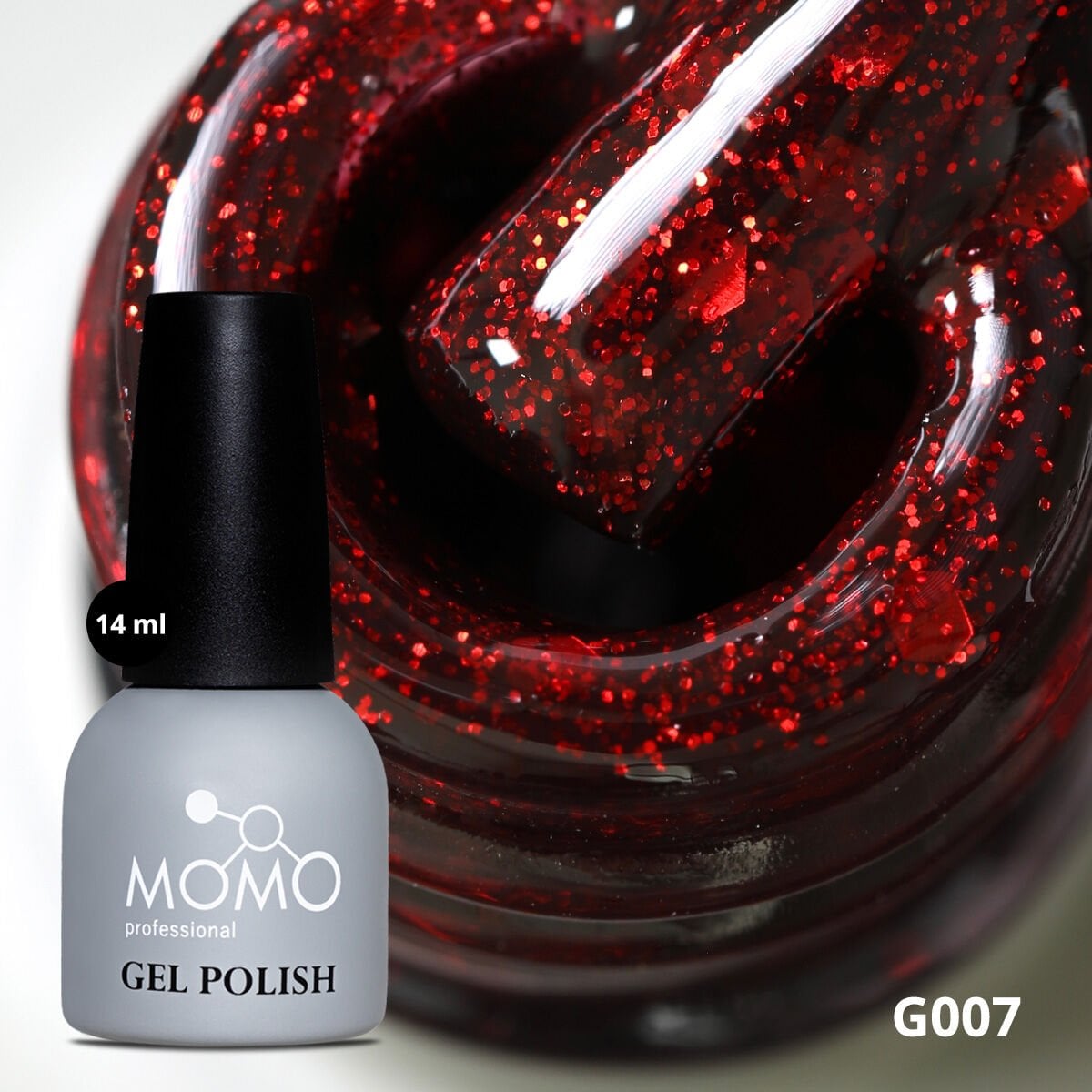 Momo Professional Glitter Seri Kalıcı Oje G007 Kırmızı Parıltılı Şarap (14ml)