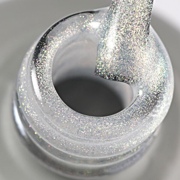 Momo Professional Shimmer Limited Seri Holografik Kalıcı Oje SL01 Rakı Beyazı Altın Simli (10ml)