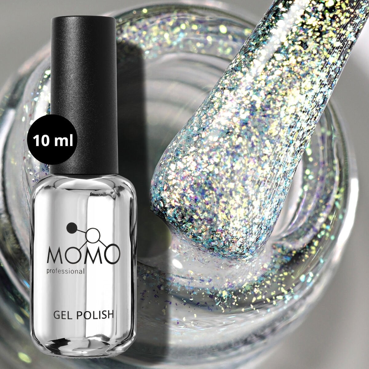 Momo Professional Shimmer Limited Seri Holografik Kalıcı Oje SL02 Rakı Beyazı Altın Yeşil Simli (10ml)