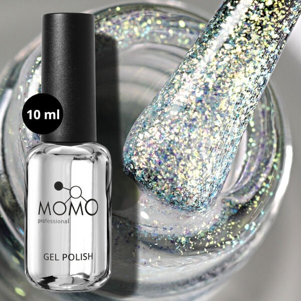 Momo Professional Shimmer Limited Seri Holografik Kalıcı Oje SL02 Rakı Beyazı Altın Yeşil Simli (10ml)