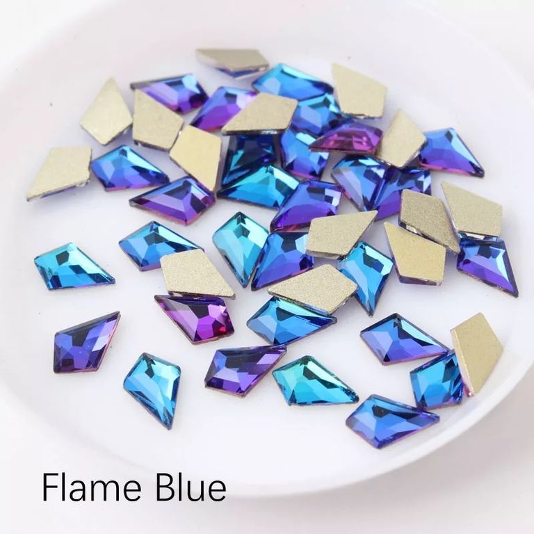 Taş Eşkenar Dörtgen Eğimli Flame Blue 5.5*8.5mm 2 Adet
