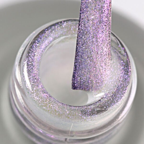 Momo Professional Shimmer Limited Seri Holografik Kalıcı Oje SL03 Rakı Beyazı Pembe Mor Simli (10ml)