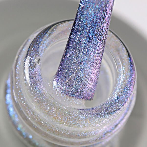 Momo Professional Shimmer Limited Seri Holografik Kalıcı Oje SL05 Rakı Beyazı Mavi Mor Simli (10ml)