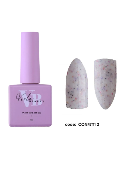 Viola Beauty Confetti Base Coat #0002 - 13ml (Simli Base Coat)